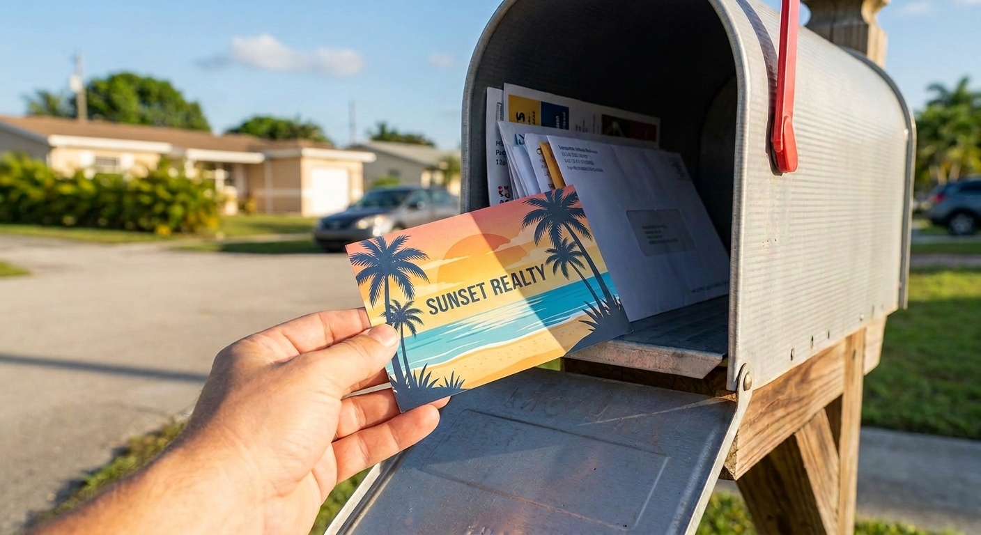 Postcard marketing success in Broward County, showing tangible mail and local engagement